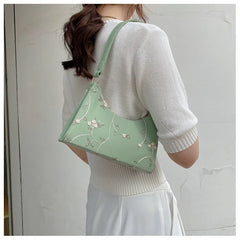 Floral Shoulder Bag for Women Soft PU Leather Girls Tote Bag
