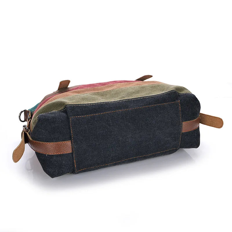 Ladies Rainbow Purse Pouch Canvas Bag Women Handbag Patchwork Casual Shoulder Ba