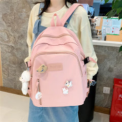 Ladies Backpack Campus Style Solid Teen Boys Girls Harajuku Students Schoolbags