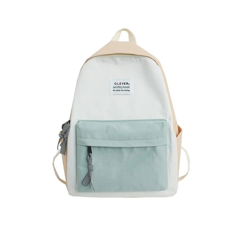 Women Contrast Preppy Style Backpack for College