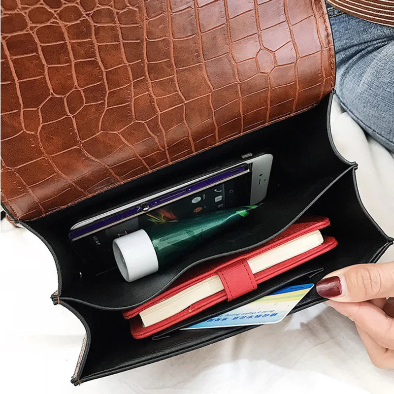 Crocodile Leather Shoulder Messenger Bag Handbag