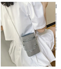 Diamonds Shoulder Bag Silver Crossbody Handbag