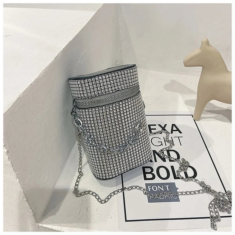 Diamonds Shoulder Bag Silver Crossbody Handbag