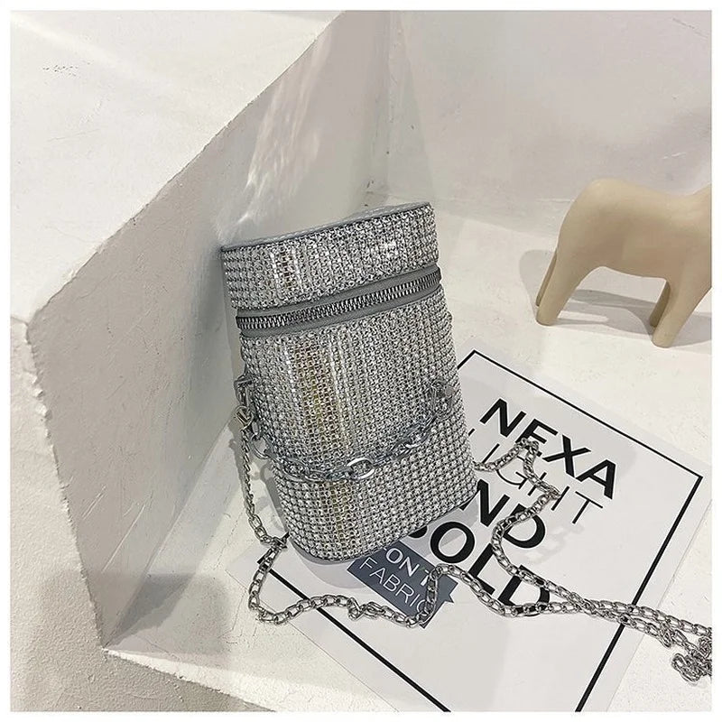 Diamonds Shoulder Bag Silver Crossbody Handbag