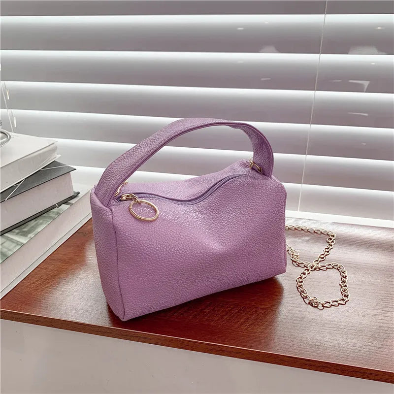 Lychee Pattern Women Shoulder Bag Small Square Mobile Phone Bag
