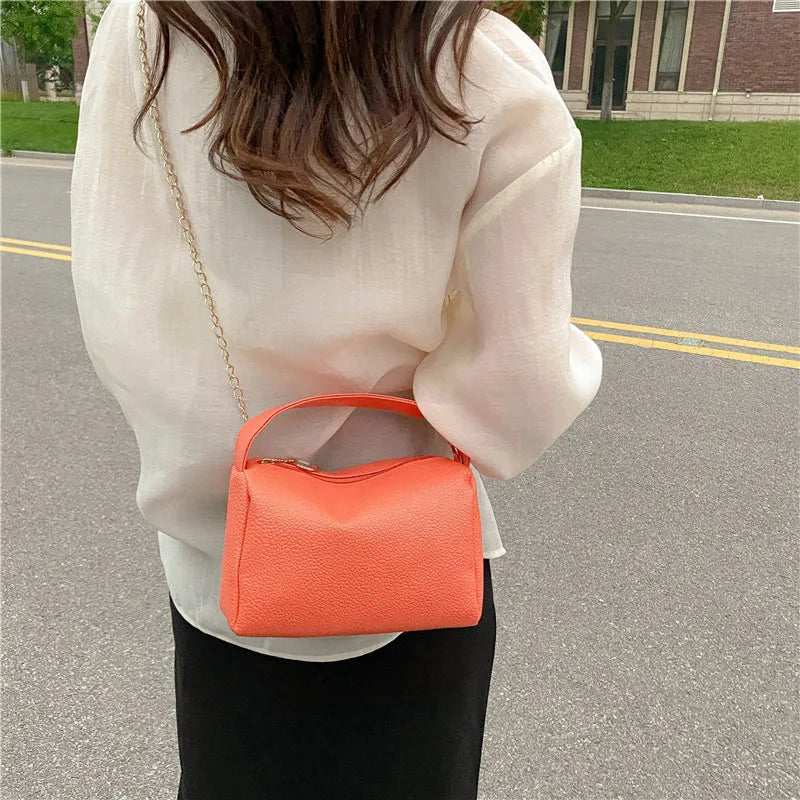 Lychee Pattern Women Shoulder Bag Small Square Mobile Phone Bag