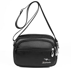 Ladies PU Leather Shoulder Bag Multi-layer Side Versatile Lady Crossbody Handbag