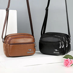 Ladies PU Leather Shoulder Bag Multi-layer Side Versatile Lady Crossbody Handbag