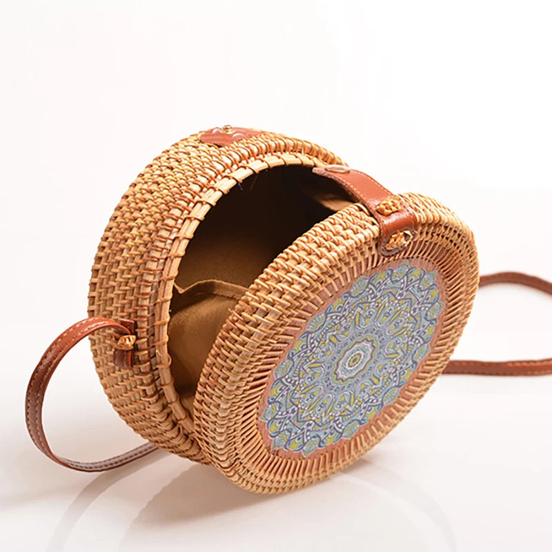 Ladies Beach Retro Handbag Vintage National Style Rattan Women Shoulder Bags