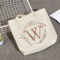 Feather Wreath Tote Bag Eco Shopping Shoulder Handbag Flower Women
