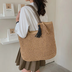 Straw Tassel Side Bags for Women - Summer Shoulder Bag