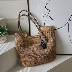 Straw Tassel Side Bags for Women - Summer Shoulder Bag