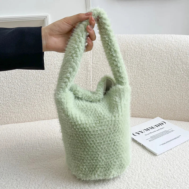 Soft Plush Purse Faux Fur Shoulder Bag Women's Party Tote Square Bags