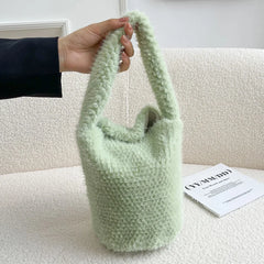 Soft Plush Purse Faux Fur Shoulder Bag Women's Party Tote Square Bags