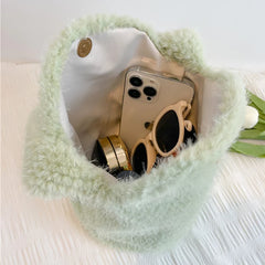 Soft Plush Purse Faux Fur Shoulder Bag Women's Party Tote Square Bags