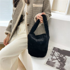 Soft Plush Purse Faux Fur Shoulder Bag Women's Party Tote Square Bags