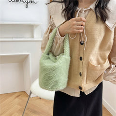 Soft Plush Purse Faux Fur Shoulder Bag Women's Party Tote Square Bags