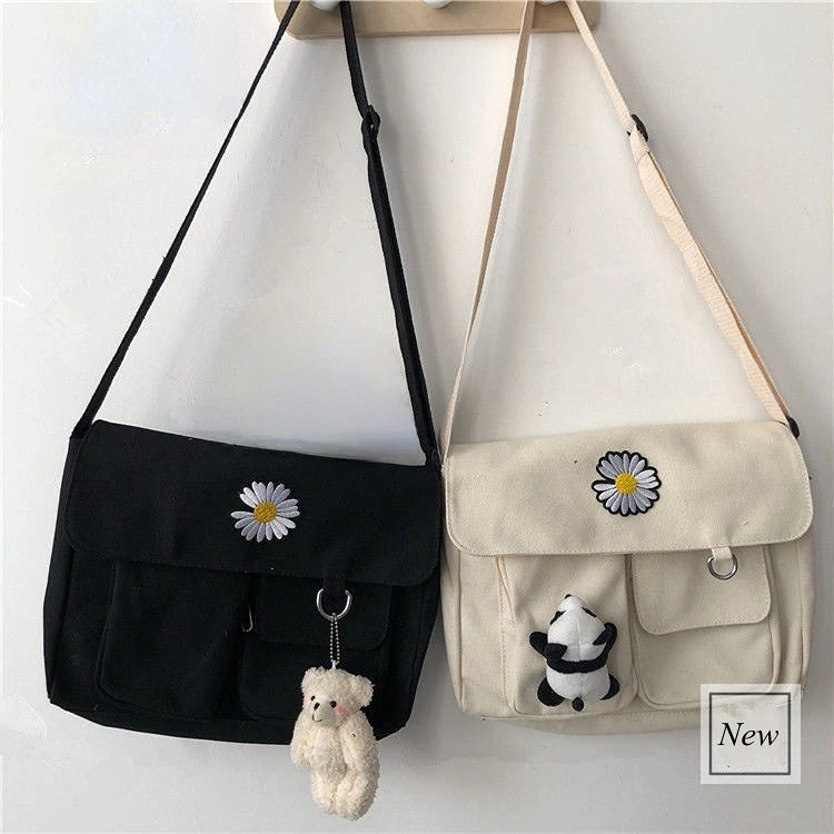Canvas Cover Shoulder Crossbody Bag for Women