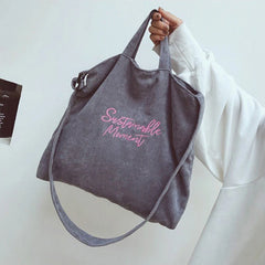 Ladies Canvas Tote Corduroy Canvas Shoulder Bags Casual Beach Bags
