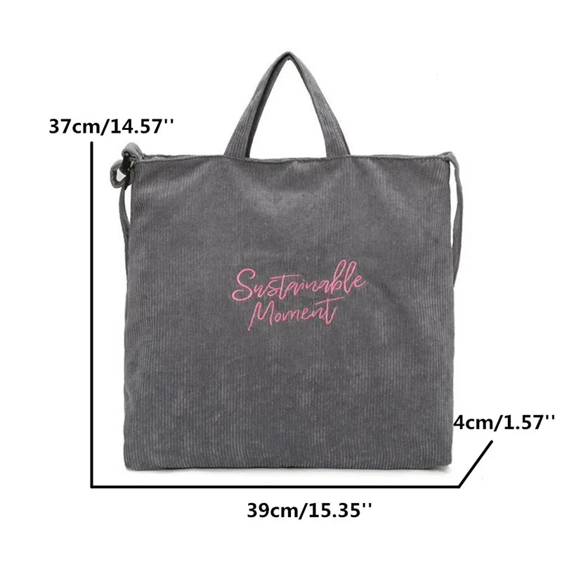 Ladies Canvas Tote Corduroy Canvas Shoulder Bags Casual Beach Bags