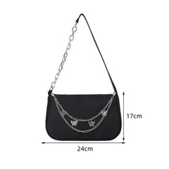 Women's Casual Nylon Shoulder Bag with Zipper - Small Handbag