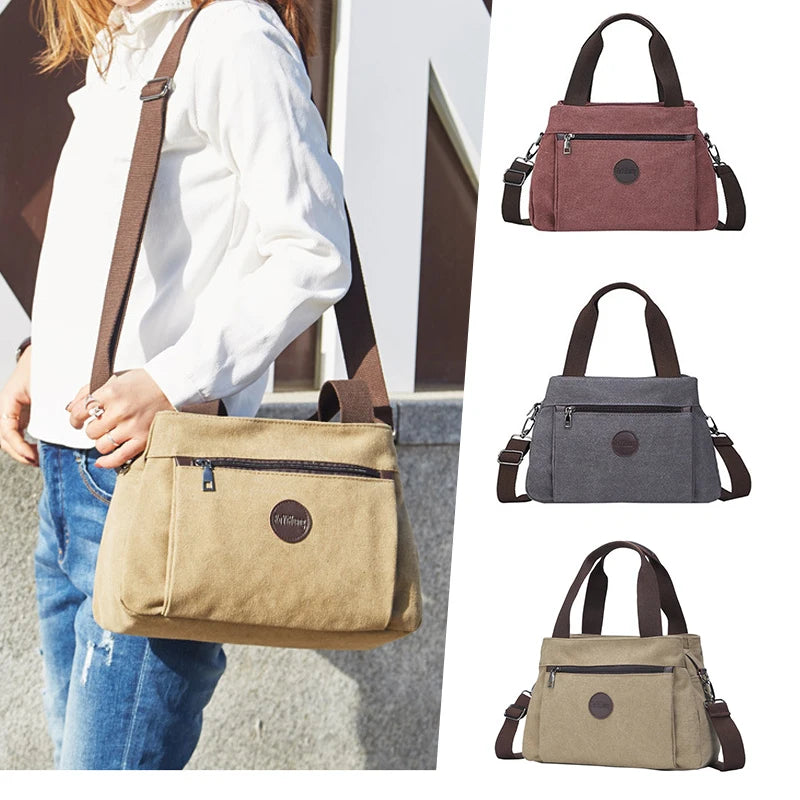 Casual Vintage Canvas Shoulder Bag Large Capacity Handbags