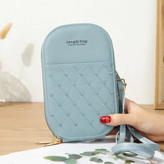 Women's Embroidered Cell Phone Crossbody Bag Zip Wallet Purse