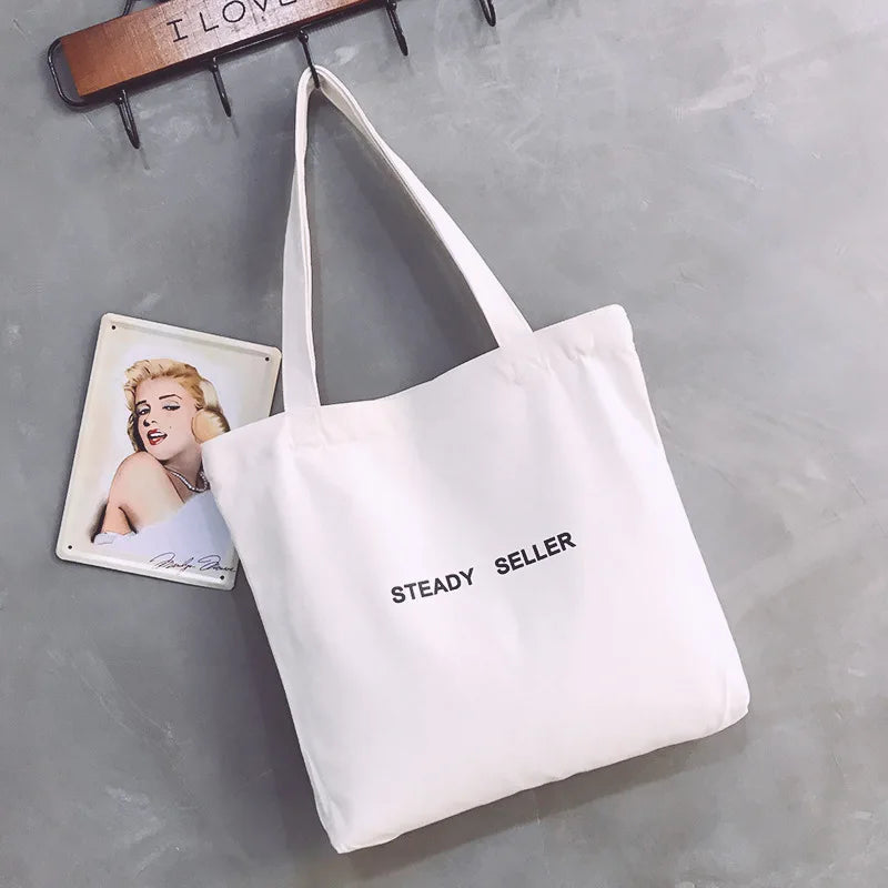 Canvas Tote Bag Cotton Shopping Travel Women Folding Shoulder Shopper Bags