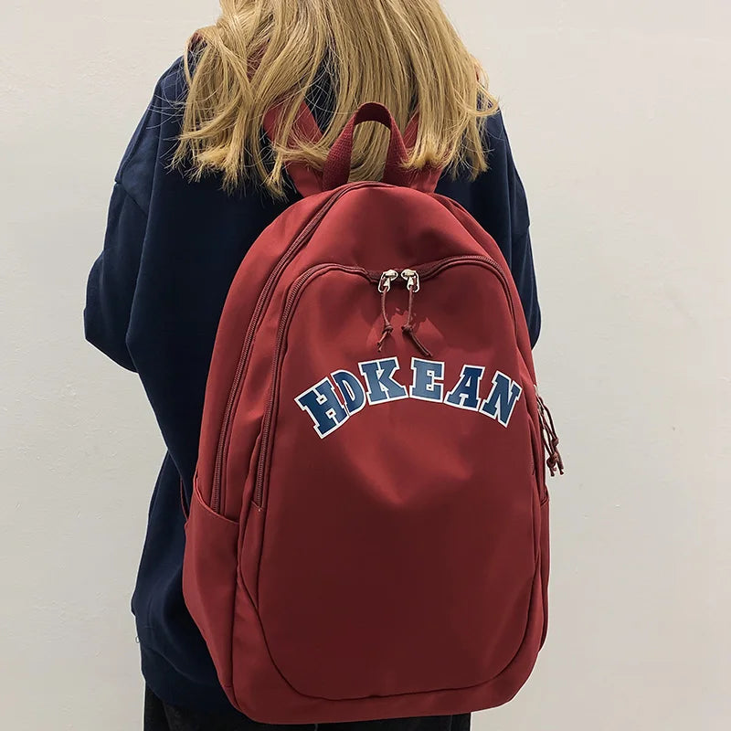 Nylon College Backpack for Women Girl Student Laptop Bag