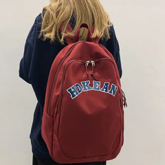 Nylon College Backpack for Women Girl Student Laptop Bag