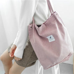 Women Corduroy Shoulder Bag Casual Large Capacity Canvas Handbag