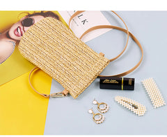 Summer Mini Messenger Bag, Girls Woven Crossbody Purse for Travel