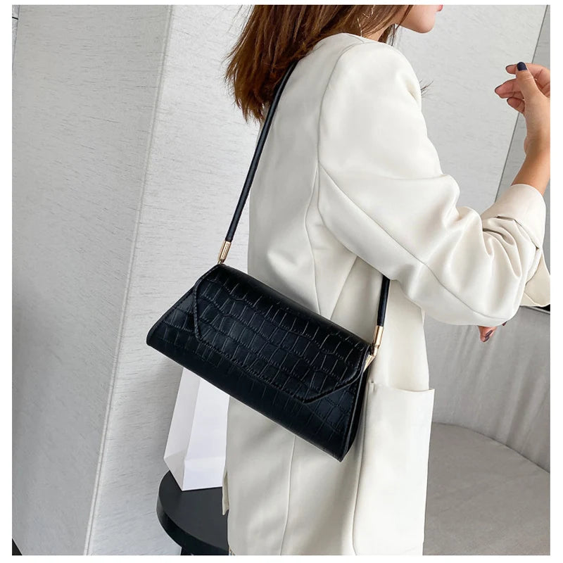 Crocodile Leather Bag French Pack Daily Thin Shoulder Pouch Underarm Bags