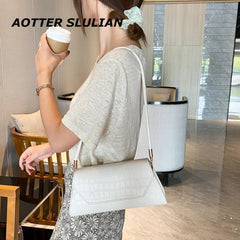 Crocodile Leather Bag French Pack Daily Thin Shoulder Pouch Underarm Bags