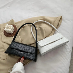 Crocodile Pattern Shoulder Bag Retro Pu Underarm Female Handbag