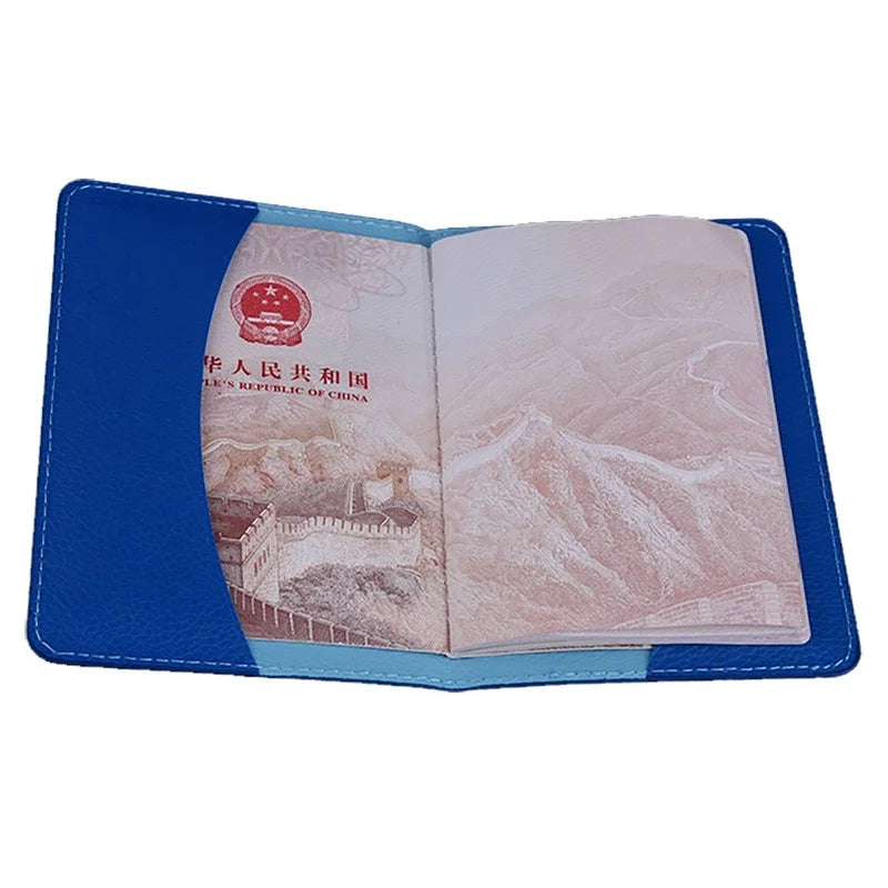 Lavender Leather Passport Cover Holder Thin Travel Case