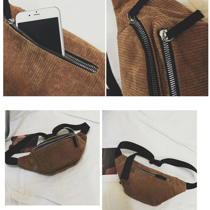 Women's Canvas Fanny Pack Street Money Banana Phone Chest Bag