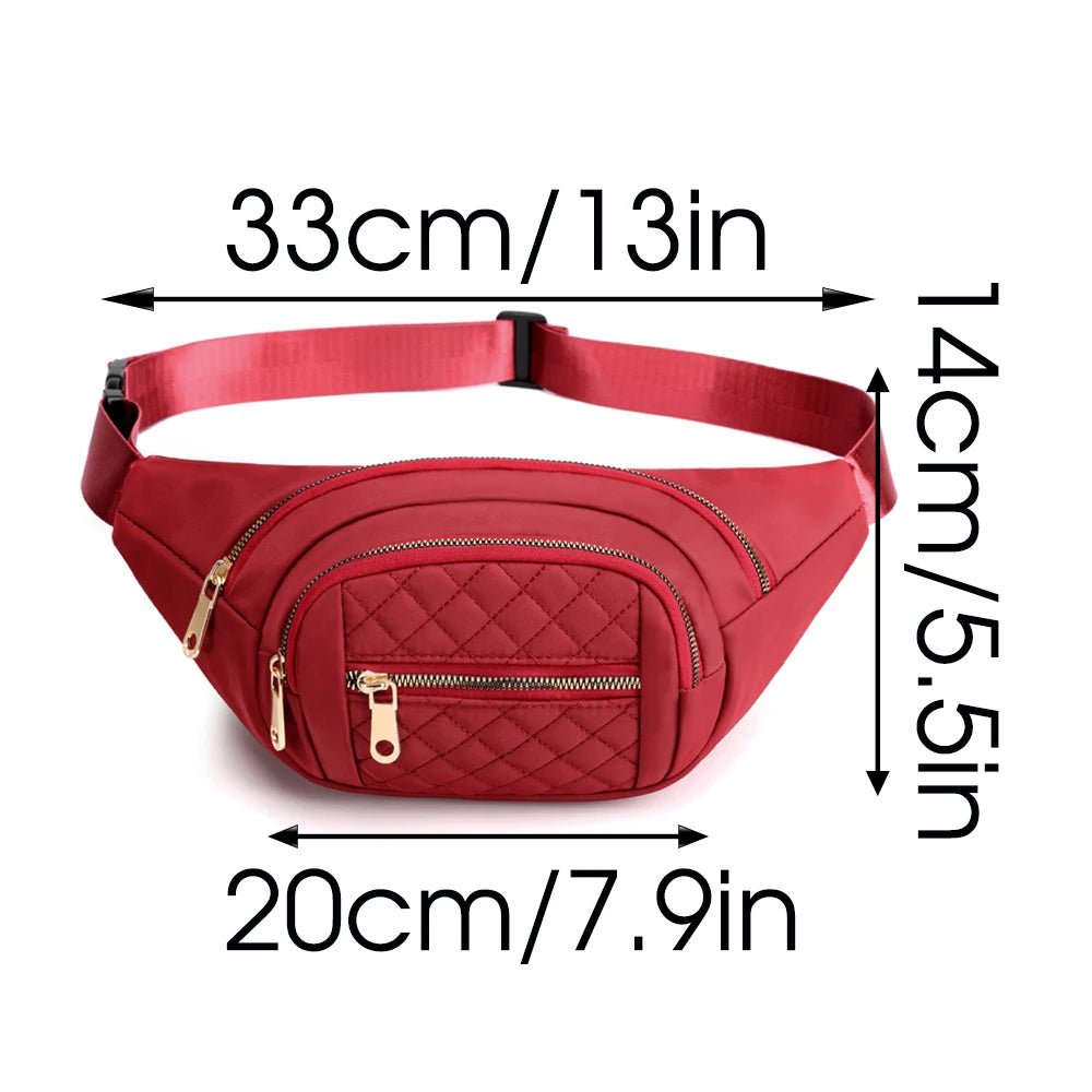 Ladies Nylon Fanny Pack Vintage Street Money Banana Phone Chest Bag