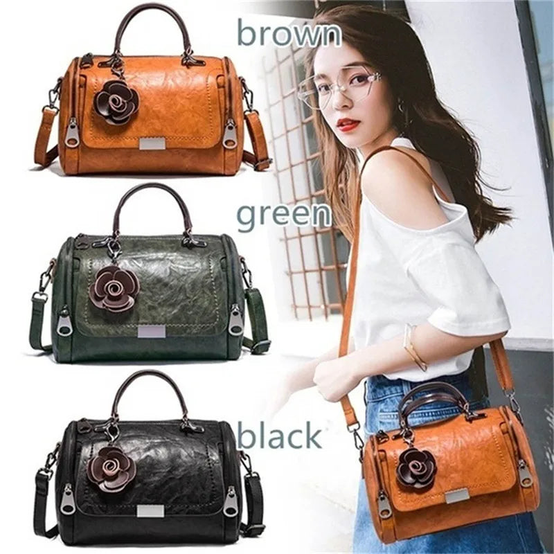 Vintage PU Leather Shoulder Bag Small Square Handbag