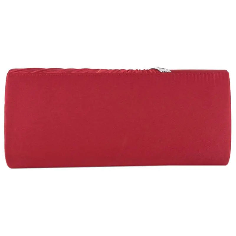 Diamond Ruffle Party Envelope Clutch Bag, red
