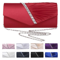 Diamond Ruffle Party Envelope Clutch Bag, red