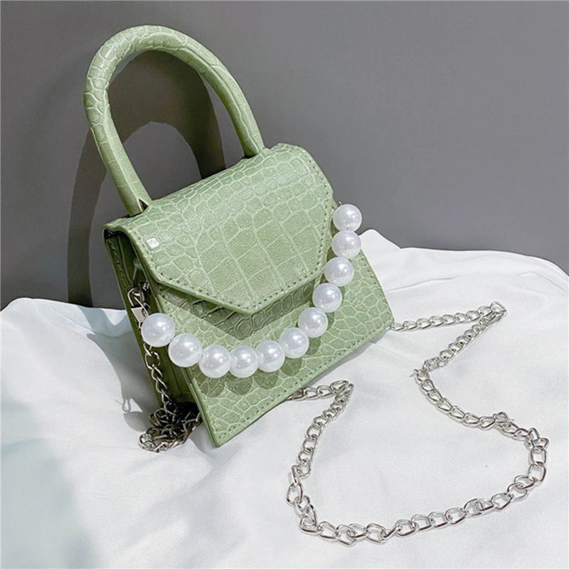 Pearl Travel Bag Mini PU Leather Shoulder Bags for Women