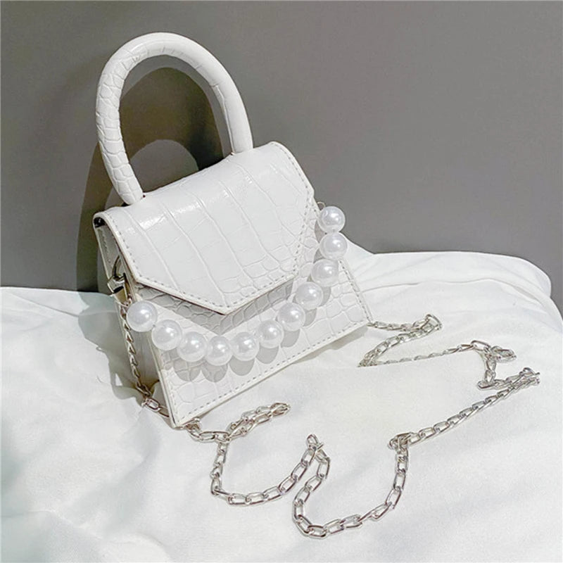Pearl Travel Bag Mini PU Leather Shoulder Bags for Women