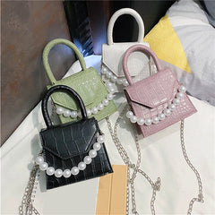Pearl Travel Bag Mini PU Leather Shoulder Bags for Women