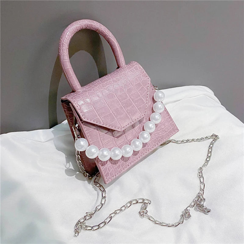 Pearl Travel Bag Mini PU Leather Shoulder Bags for Women