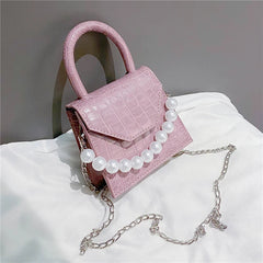 Pearl Travel Bag Mini PU Leather Shoulder Bags for Women