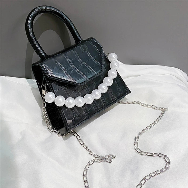 Pearl Travel Bag Mini PU Leather Shoulder Bags for Women