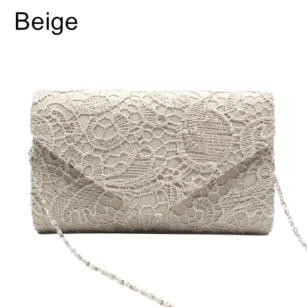 Lace Flower Pattern Evening Clutch Bag for Women