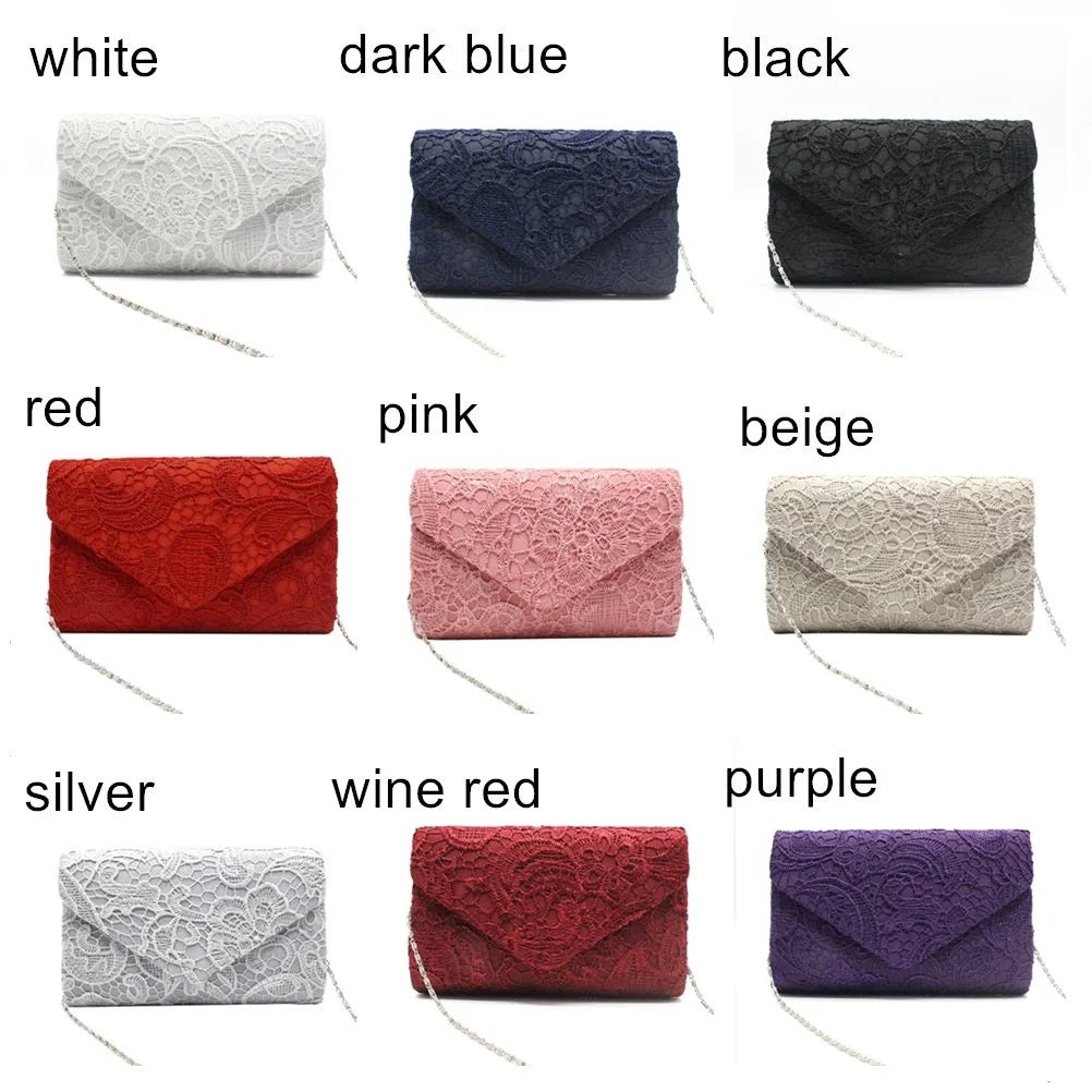 Lace Flower Pattern Evening Clutch Bag for Women