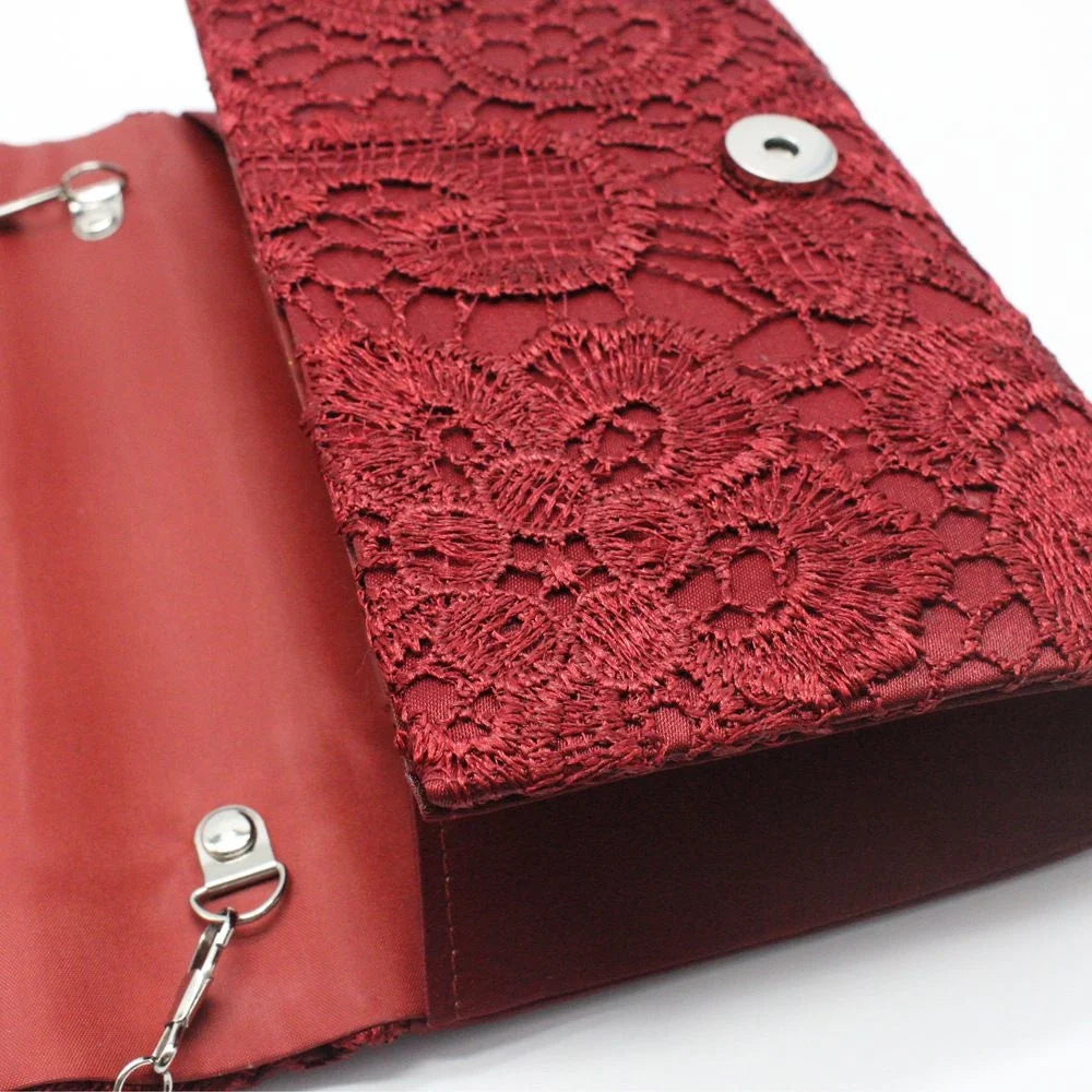 Lace Flower Pattern Evening Clutch Bag for Women